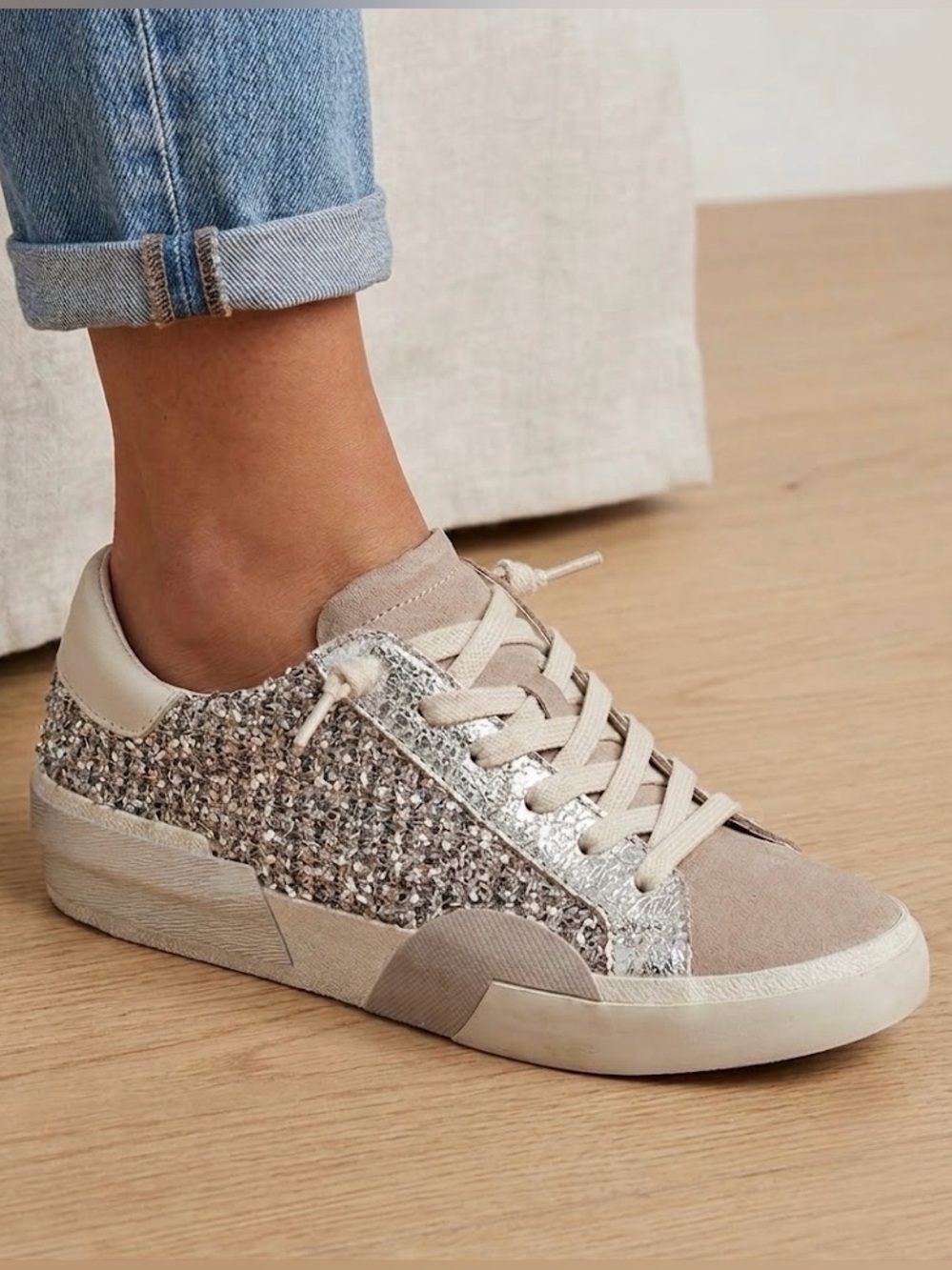 Dolce Vita Zina Silver Textured Sneakers Size 8.5 NWOT Women’s Shoes